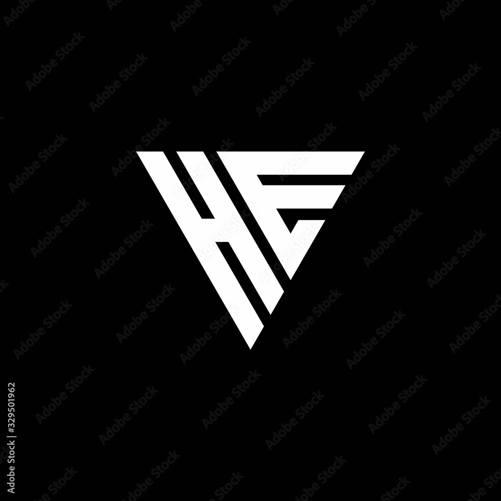 HE Logo letter monogram with triangle shape design template HE Logo letter monogram with triangle shape design template