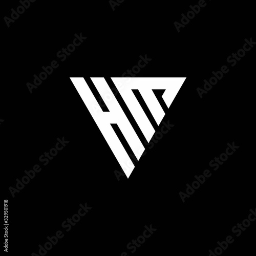 HM Logo letter monogram with triangle shape design template