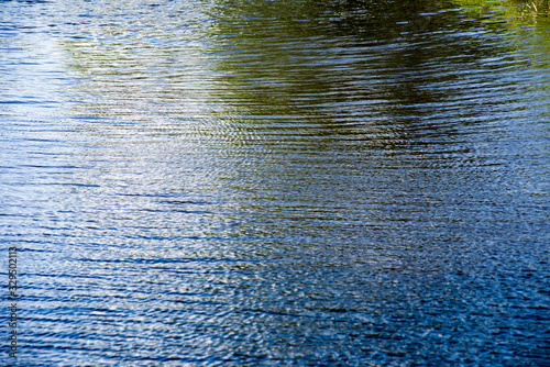 Water surface with green reflections