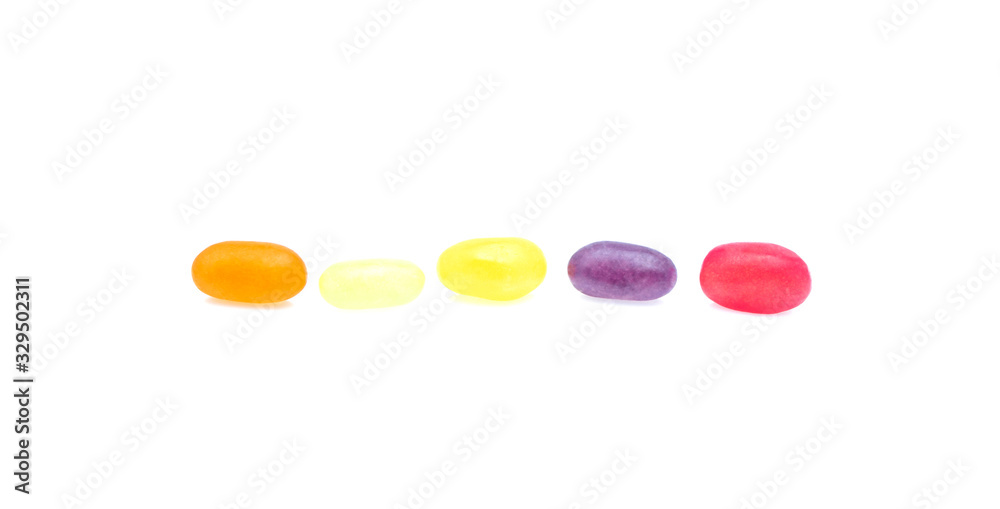 Assorted jelly beans on white bakground Assorted jelly beans on white bakground