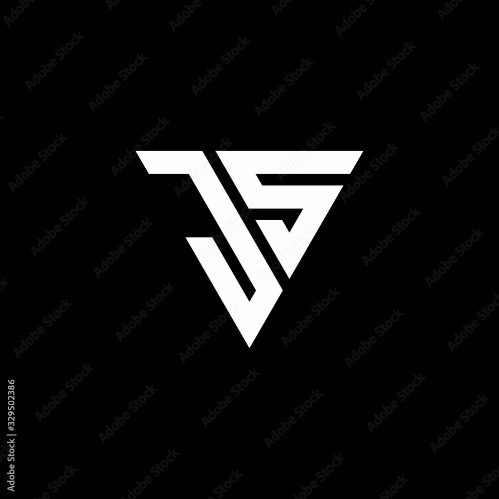 JS Logo letter monogram with triangle shape design template