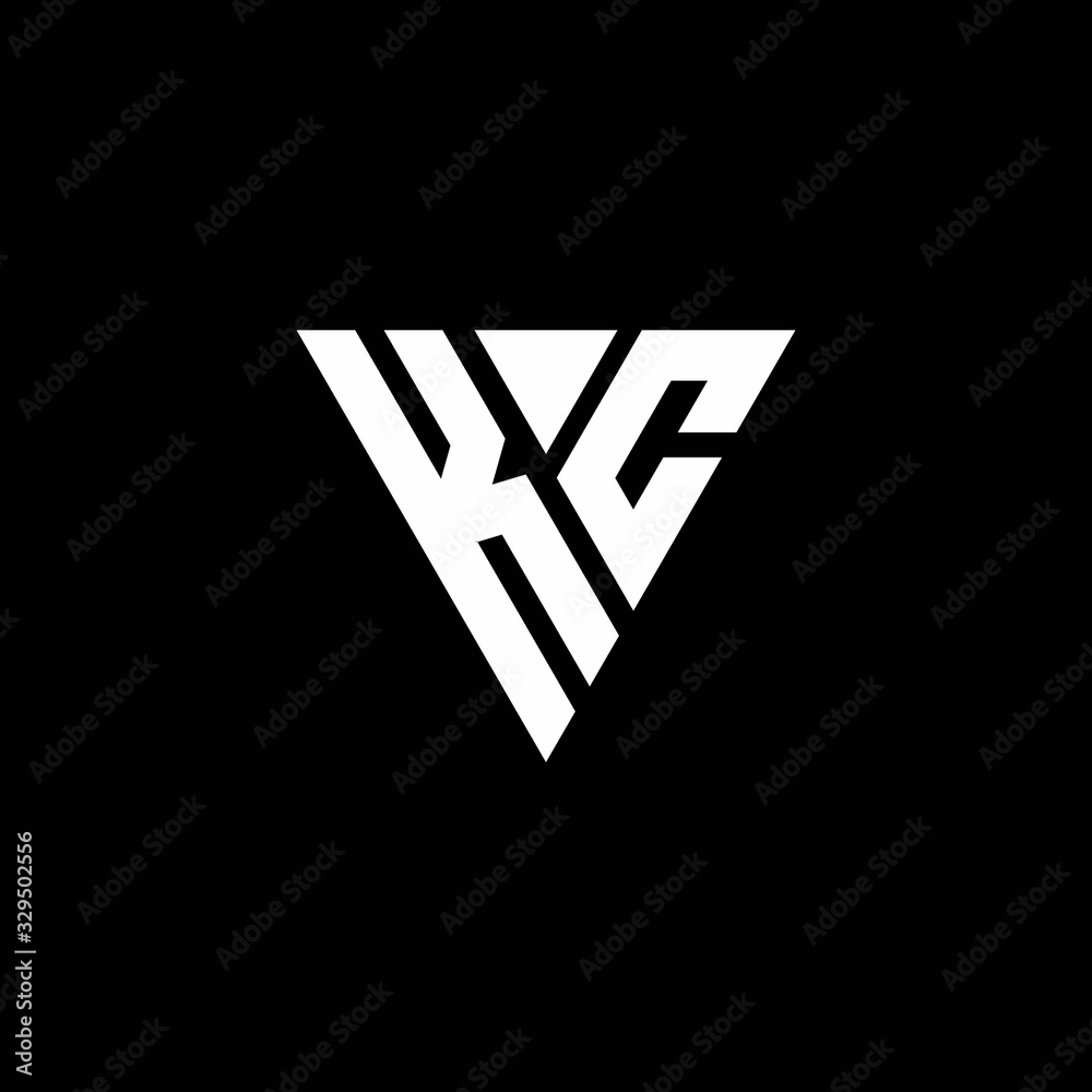 KC Logo letter monogram with triangle shape design template Stock ...