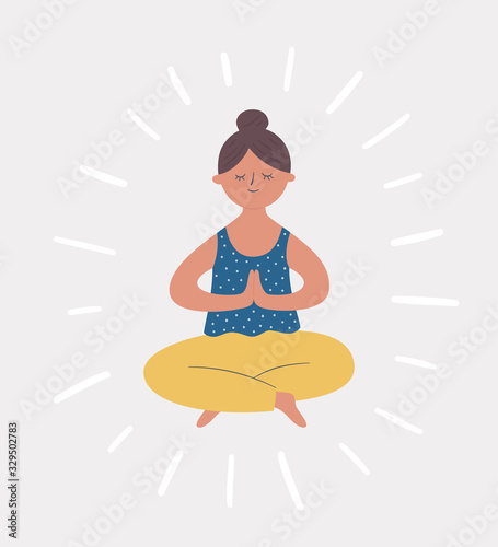 Girl in yoga pose. Practicing yoga and meditates. Vector illustration