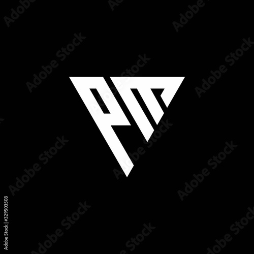 PM Logo letter monogram with triangle shape design template photo