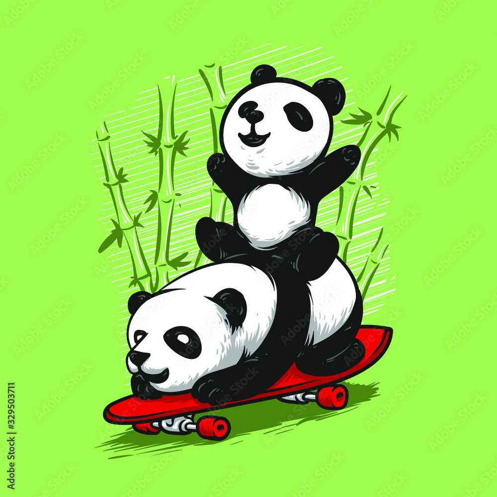 Obraz premium Funny Panda Vector Illustration