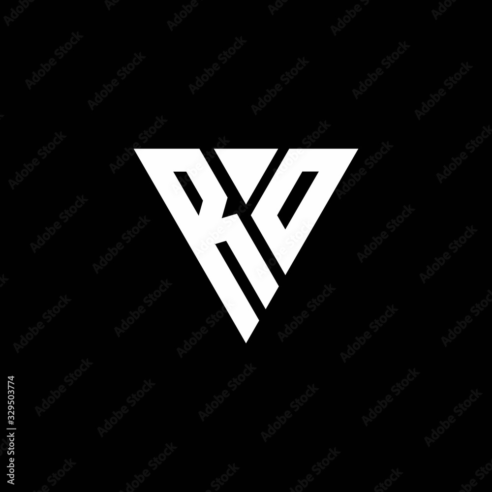 RO Logo letter monogram with triangle shape design template - obrazy, fototapety, plakaty 