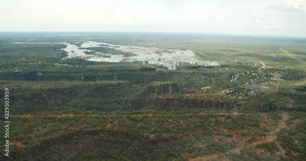 Largest waterfall in the world, aerial view on Victoria Falls, gorgeous nature Largest waterfall in the world, aerial view on Victoria Falls, gorgeous nature