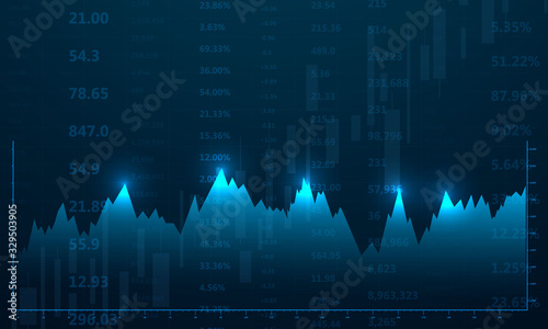 stock market, economic graph with diagrams, business and financial concepts and reports, abstract blue technology communication concept vector background