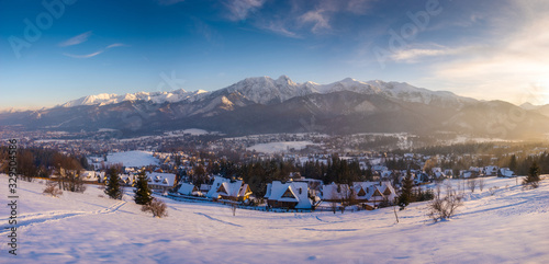 Winter panorama of the High Tatras and the Zakopane Resort in Poland © Mike Mareen