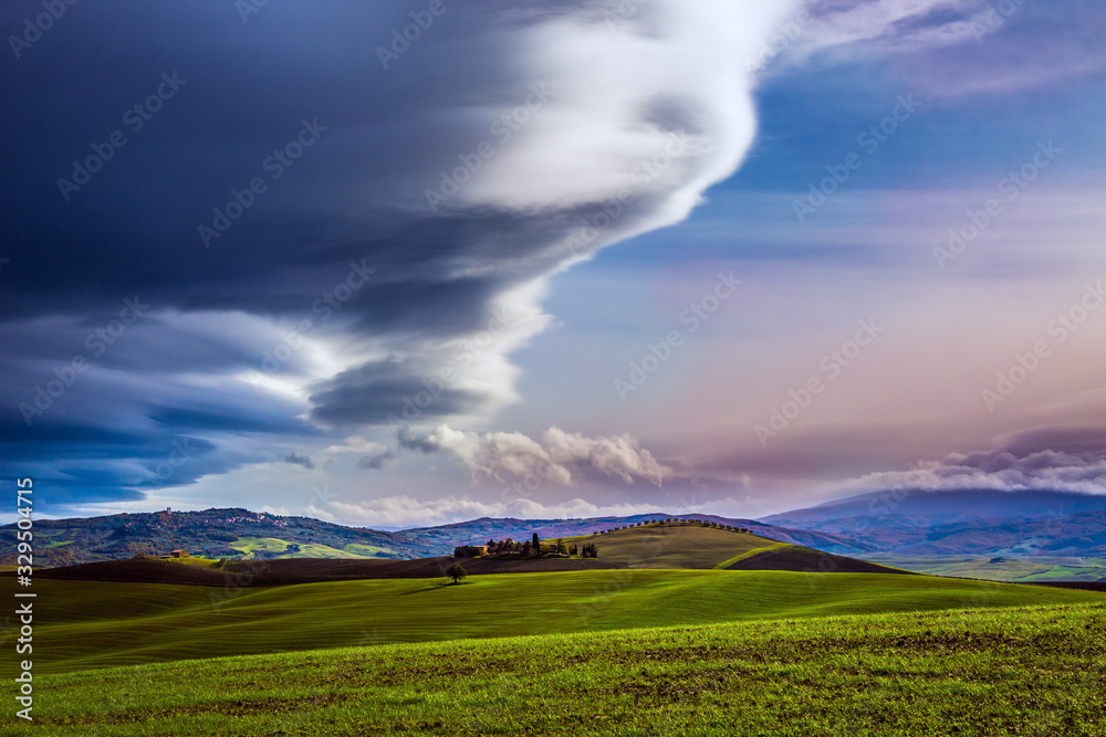 Powerful clouds over Tuscany hills