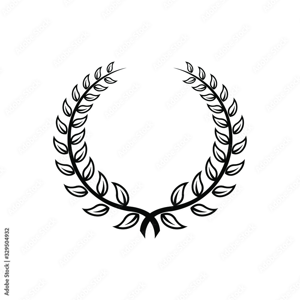 Laurel Leaf crown branch black logo icon design vector illustration