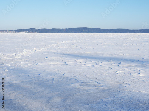 Ice on the lake in winter