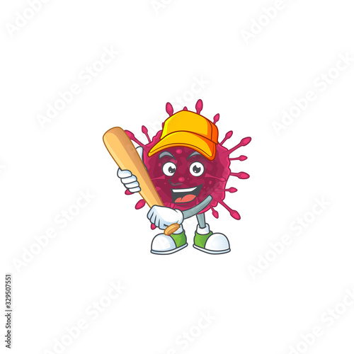 Wallpaper Mural Cartoon design of COVID19 having baseball stick Torontodigital.ca
