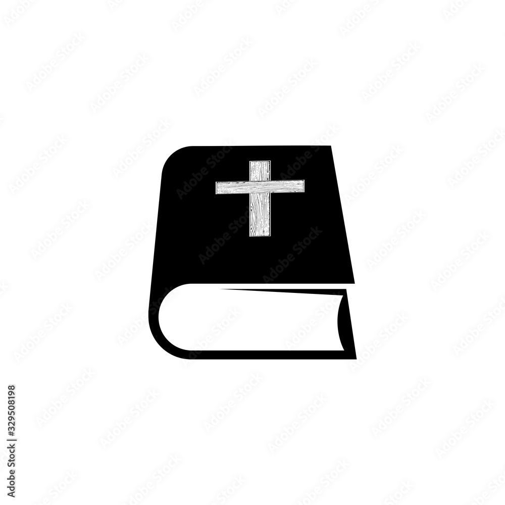 Bible book with holy cross icon isolated on white background Bible book with holy cross icon isolated on white background