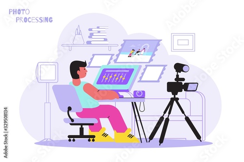 Photo Processing Flat Composition