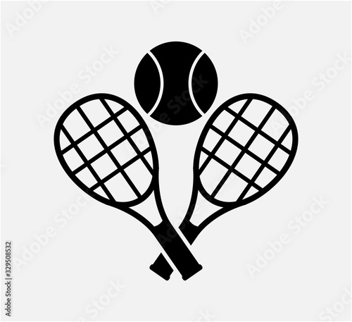 Tennis ball and racket icon vector logo design template