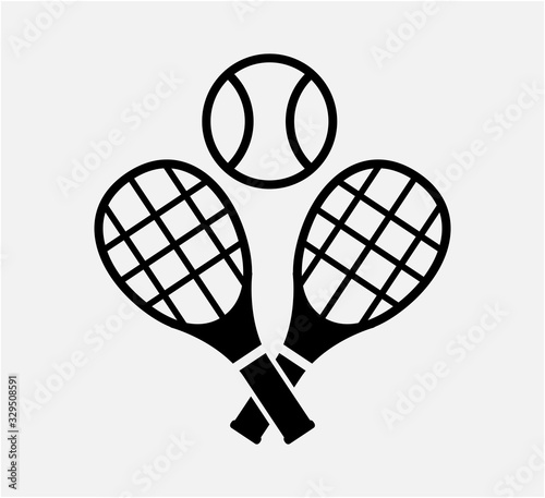 Tennis ball and racket icon vector logo design template