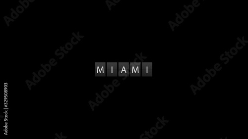 Miami word animation displays on dark background