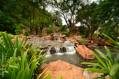 View of the Langkawi Waterfall. The highest manmade waterfall in Malaysia