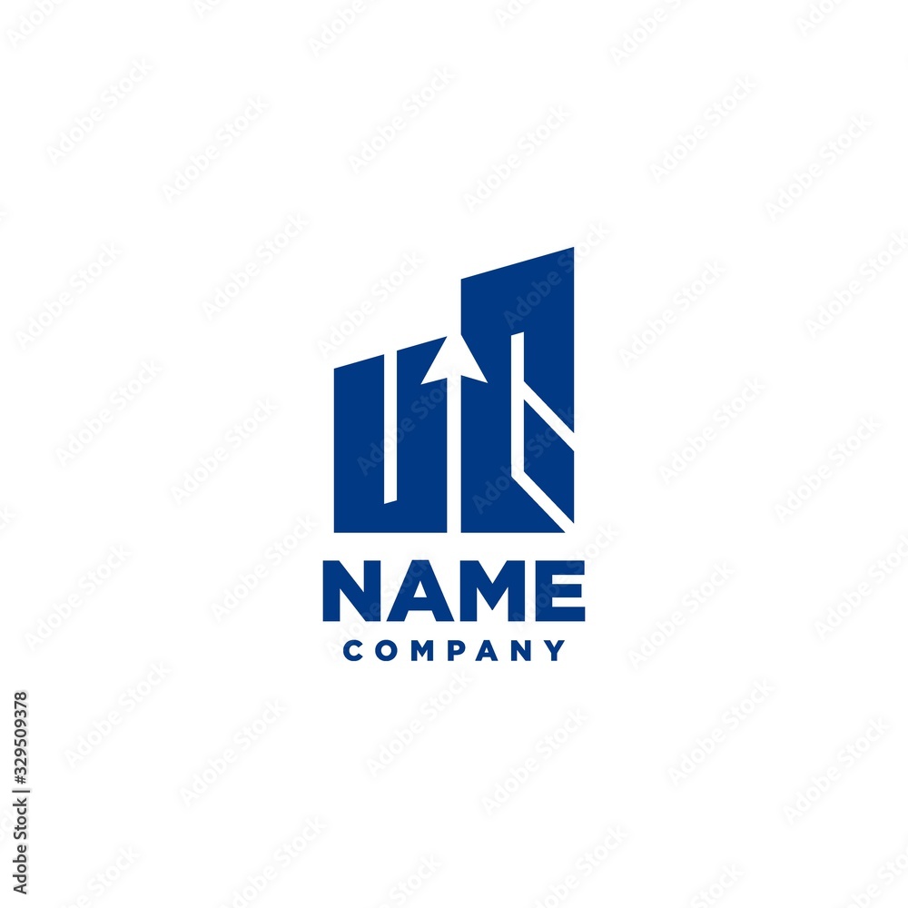 UQ monogram logo with a negative space style arrow up design template UQ monogram logo with a negative space style arrow up design template