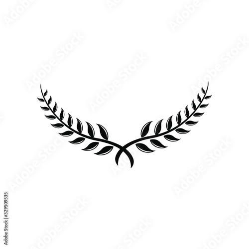 Laurel Leaf crown branch black logo icon design vector illustration
