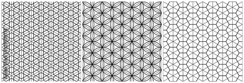 Traditional Japanese seamless woodwork geometric pattern .Black average and thin lines .
