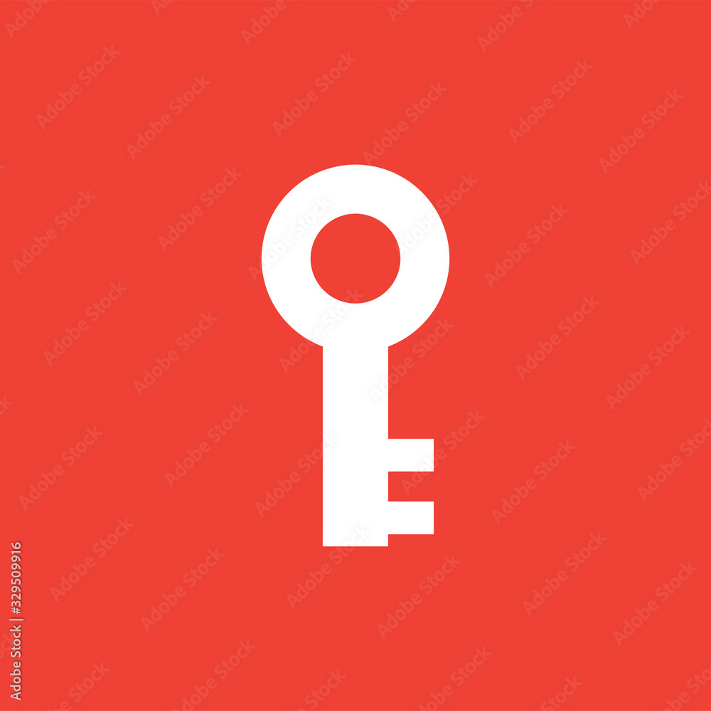 Key Icon On Red Background. Red Flat Style Vector Illustration Key Icon On Red Background. Red Flat Style Vector Illustration