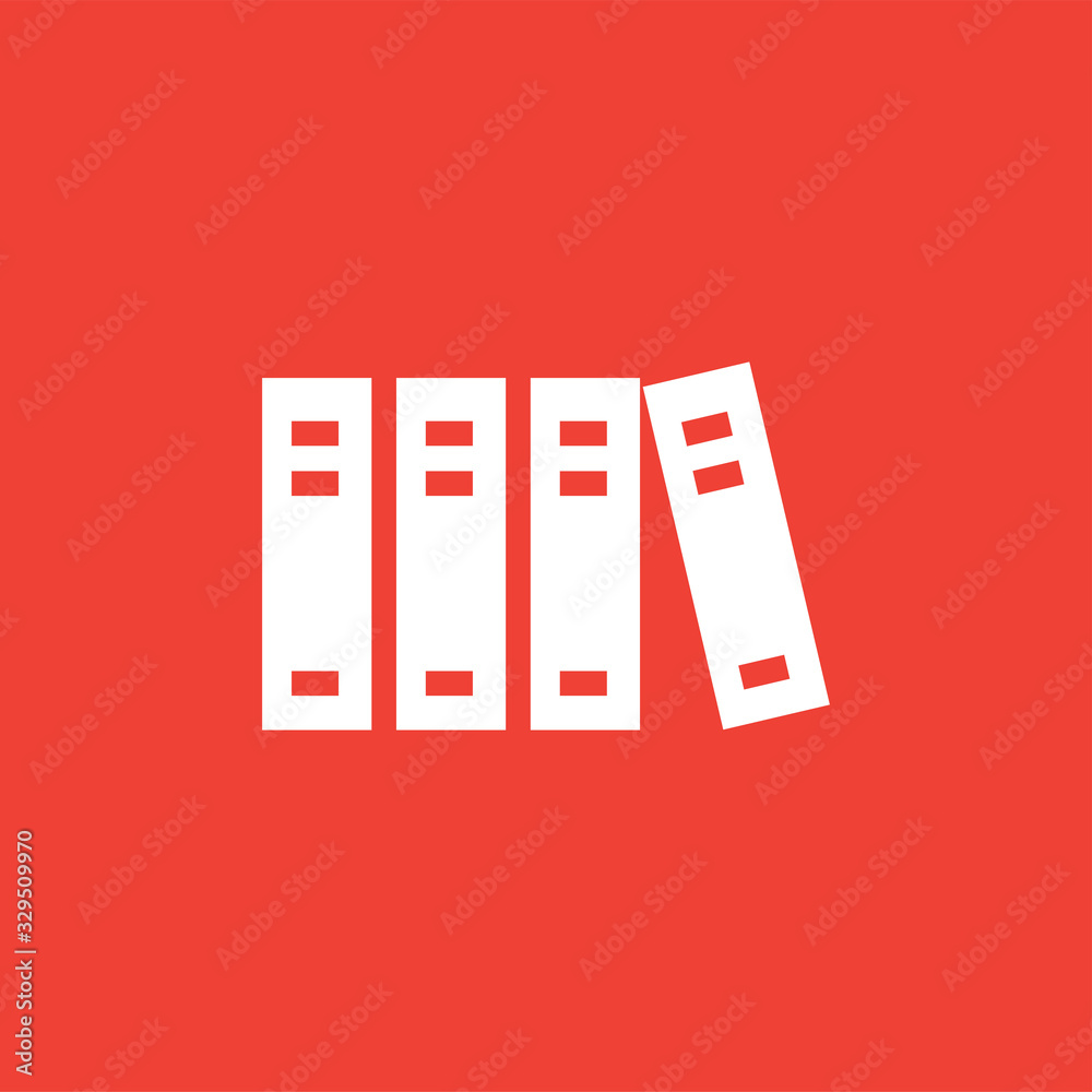 Library Icon On Red Background. Red Flat Style Vector Illustration ...