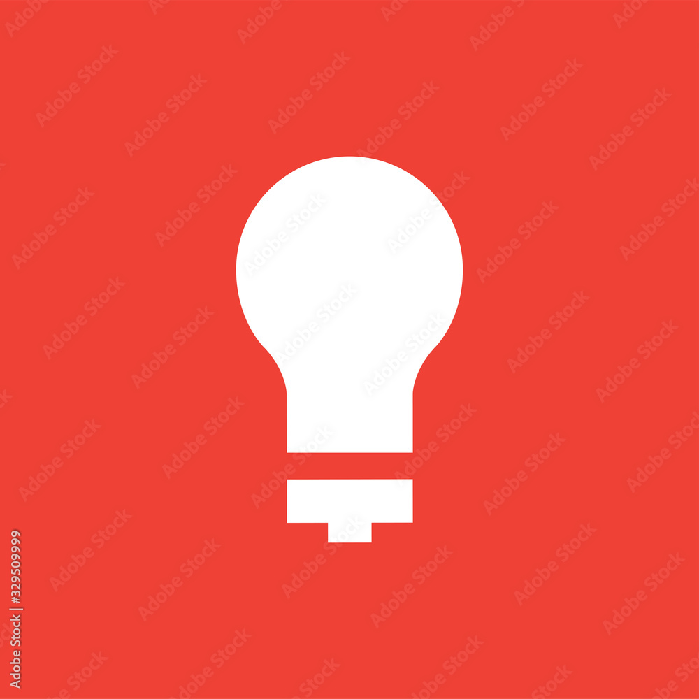 Light Bulb Icon On Red Background. Red Flat Style Vector Illustration Light Bulb Icon On Red Background. Red Flat Style Vector Illustration