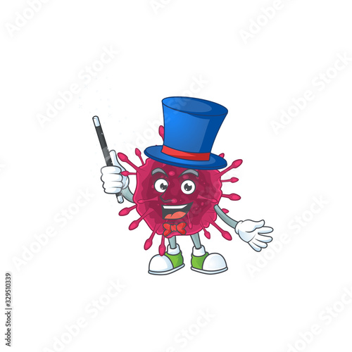 Charming COVID19 cartoon design performance as a Magician style