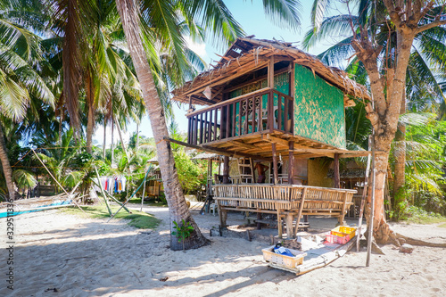 Photography Bamboo hut on the beach. Coron island, Philippines