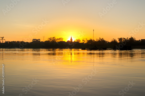 Sunrise over the Red River in Namdinh  Vietnam