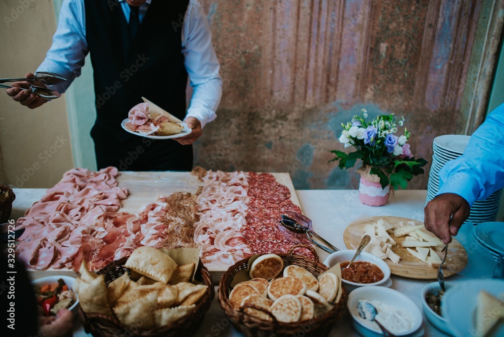 traditional appetizer with cured meat