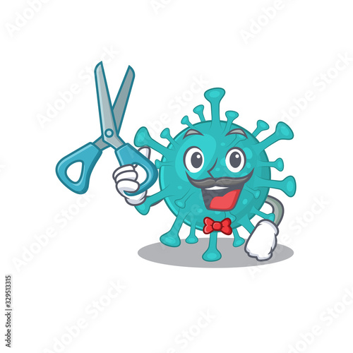 Cool Barber corona zygote virus mascot design style
