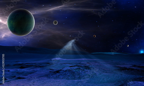 Fototapeta Naklejka Na Ścianę i Meble -  Picture planet Surface of planets Space 3D