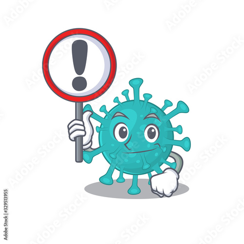 Cheerful cartoon style of corona zygote virus holding a sign