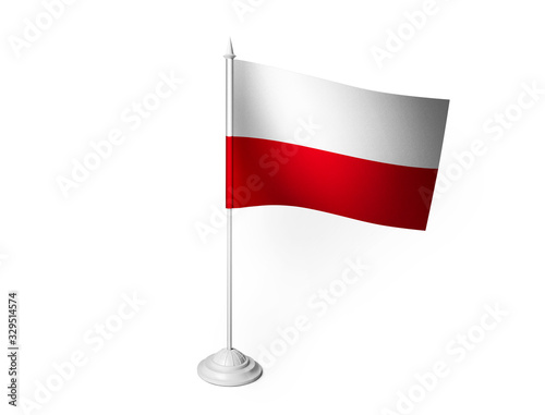 World desk flag waving 3D rendering isolated white background 