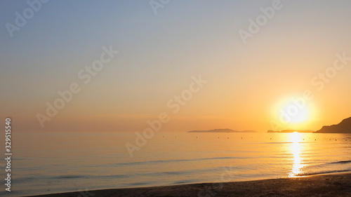 Sunset at Arrillas Beach on the Greek island of Corfu