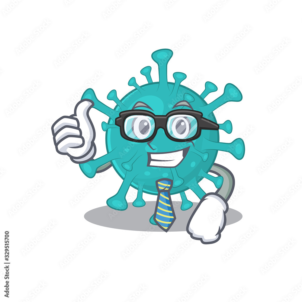 Corona zygote virus Businessman cartoon character with glasses and tie