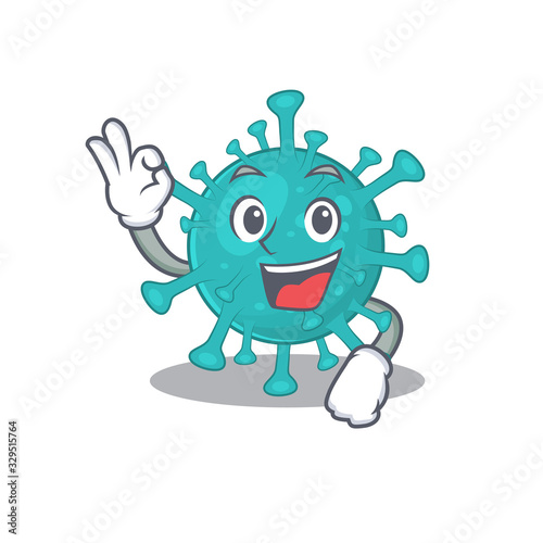 Corona zygote virus cartoon character design style making an Okay gesture