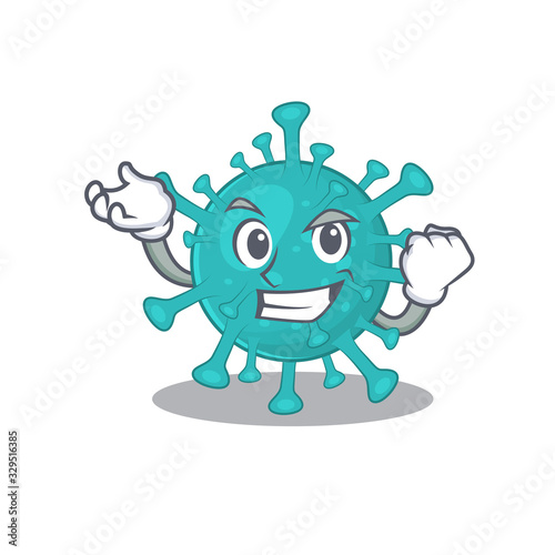 Corona zygote virus cartoon character style with happy face