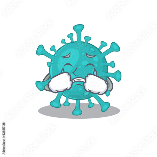 A Crying corona zygote virus cartoon mascot design style