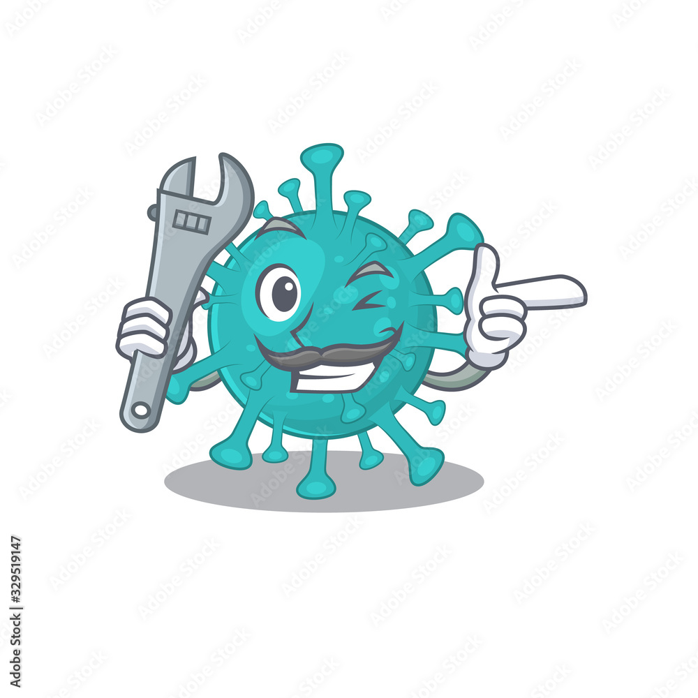 A picture of cool mechanic corona zygote virus cartoon character design A picture of cool mechanic corona zygote virus cartoon character design