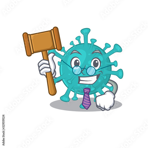 Charismatic Judge corona zygote virus cartoon character design wearing cute glasses