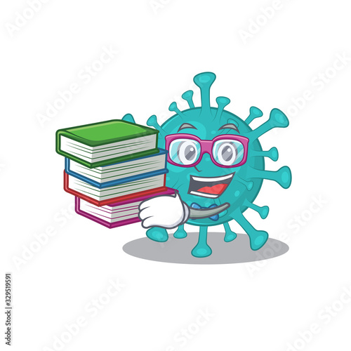 A diligent student in corona zygote virus mascot design with book