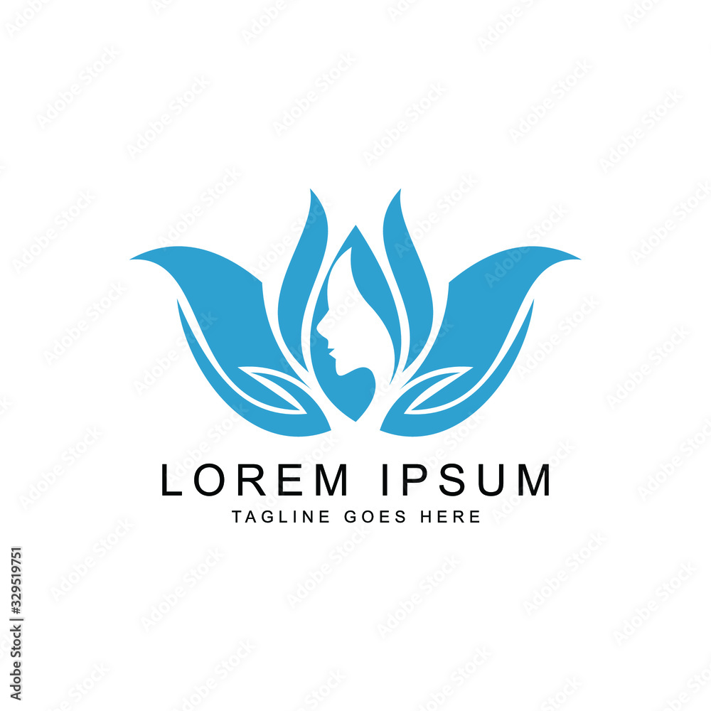Fototapeta premium beauty face and leaf logo template