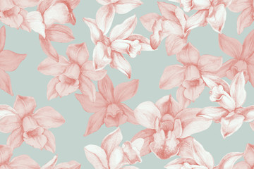 Wandcirkels Orchidee patronen Orchideeën patroon voor keukenwand  © Tanya Syrytsyna