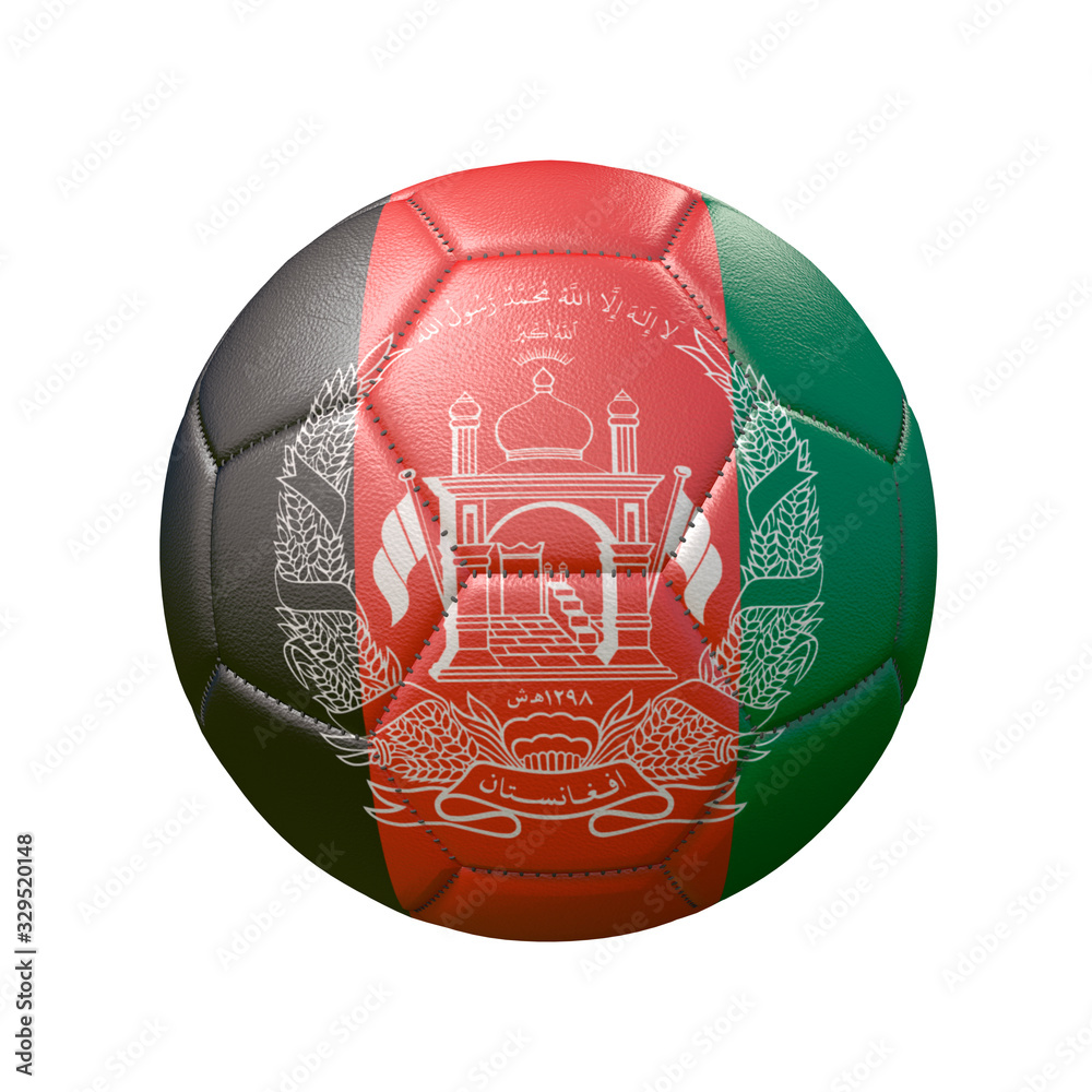 Fototapeta premium Soccer ball in flag colors isolated on white background. Afghanistan. 3D image
