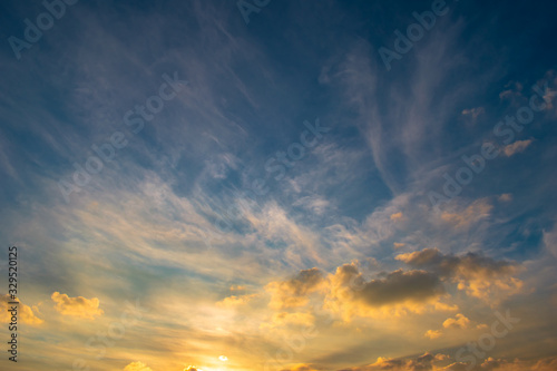 blue sky and clouds at sunset background © Dva4e_410