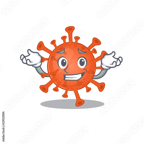 Happy face of deadly corona virus mascot cartoon style